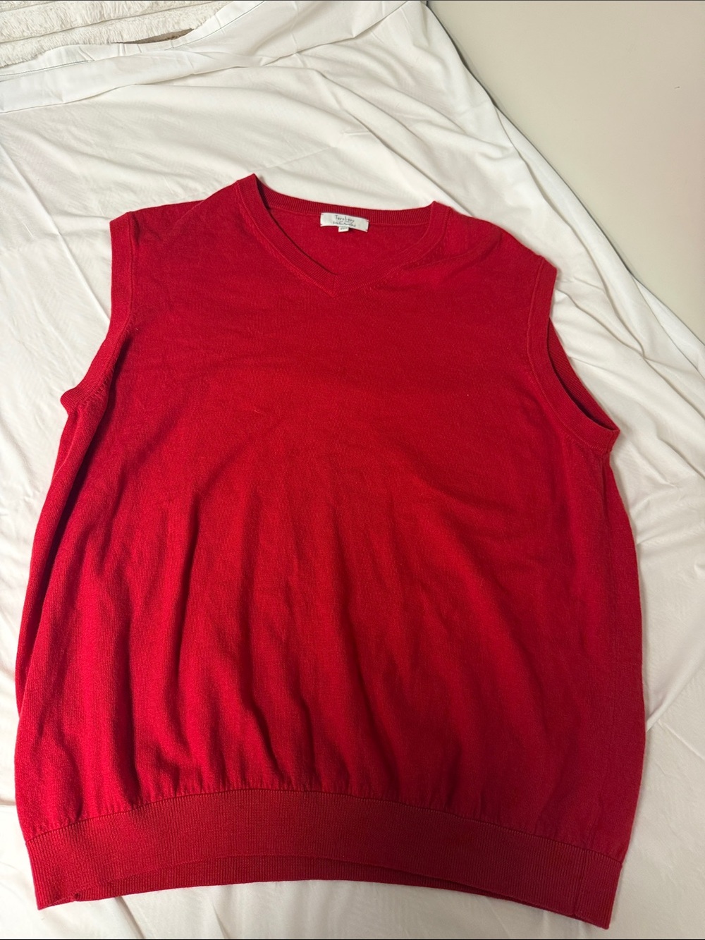 Turnbury Men's Red V-Neck Knit Merino Wool Vest - Classic Sleeveless Sweater 4XT